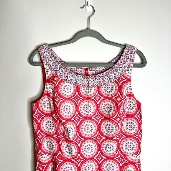 Talbots Mixed Geo-Print Fit-and-Flare Dress Preppy Party Girly Colorful Sz 10 - Picture 3 of 6